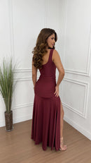 Vestido largo color vino de Mabel