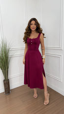 Vestido Viscose Mídi Eloá Fúcsia